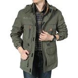 Men's Army Green Multi-pocket Coat
