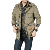 Men's Army Green Multi-pocket Coat