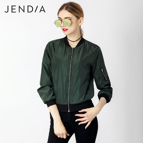 JENDIA Women's Casual Bomber Jacket